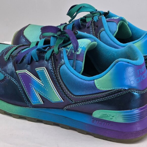 New Balance Shoes Mens 7.5 Turquoise Purple Rainbow Sneakers Trainers ML574BOW - Picture 5 of 11